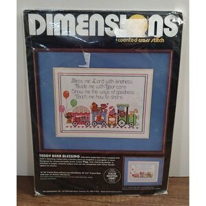 Dimensions Counted Cross Stitch Kit Teddy Bear Blessing 3592 12" x 9" 1985 A6